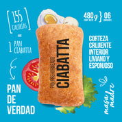 Ciabatta Rústica Pre Horneada 6 Unidades