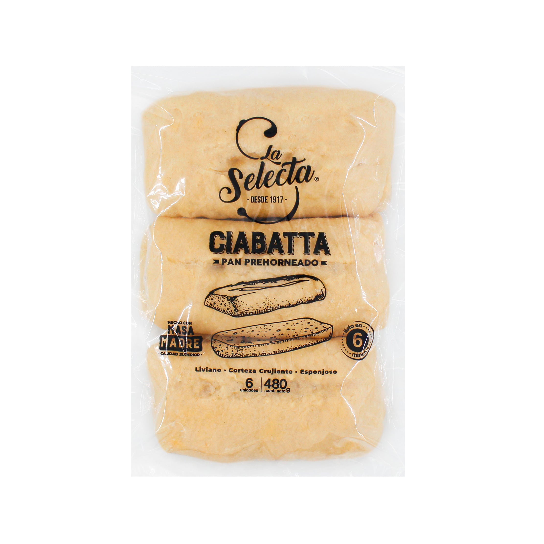 Ciabatta Rústica Pre Horneada 6 Unidades